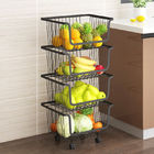 5 Tier 105cm Height Steel Kitchen Basket Rack For Vegetable Storage