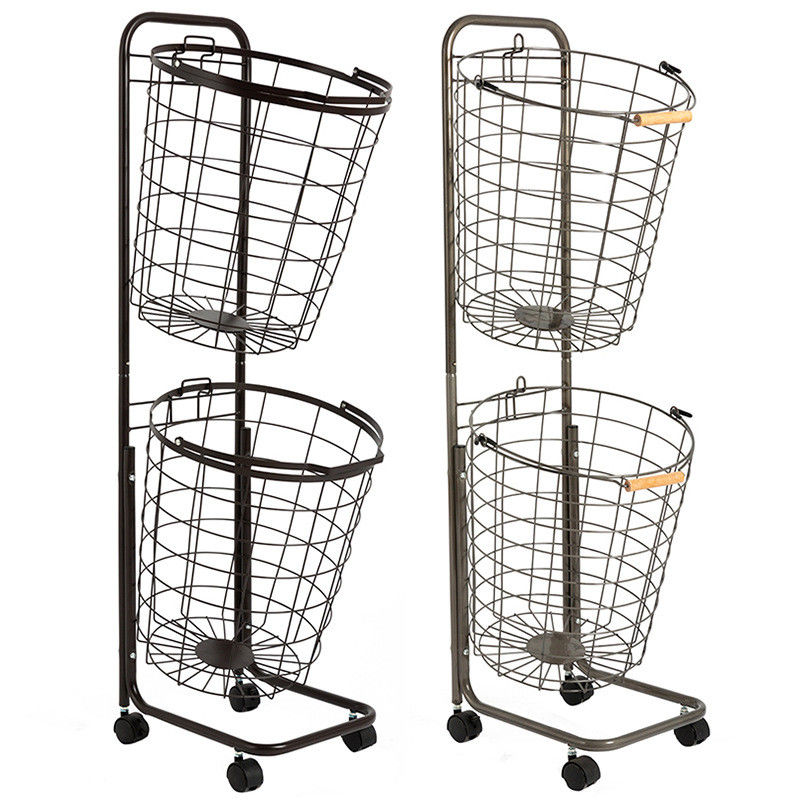 H1060mm Dirty Clothes Laundry Basket , Anti Corrosion Metal Wire Laundry Basket